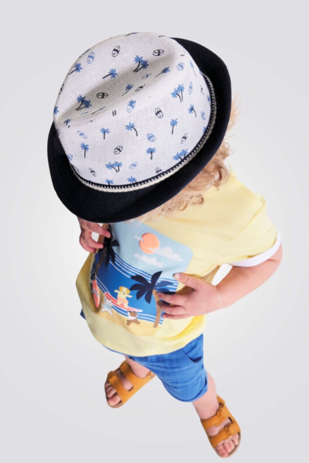 OBAIBI - כובע שמש לתינוקות בצבע לבן עם הדפס דקלים - MASHBIR//365