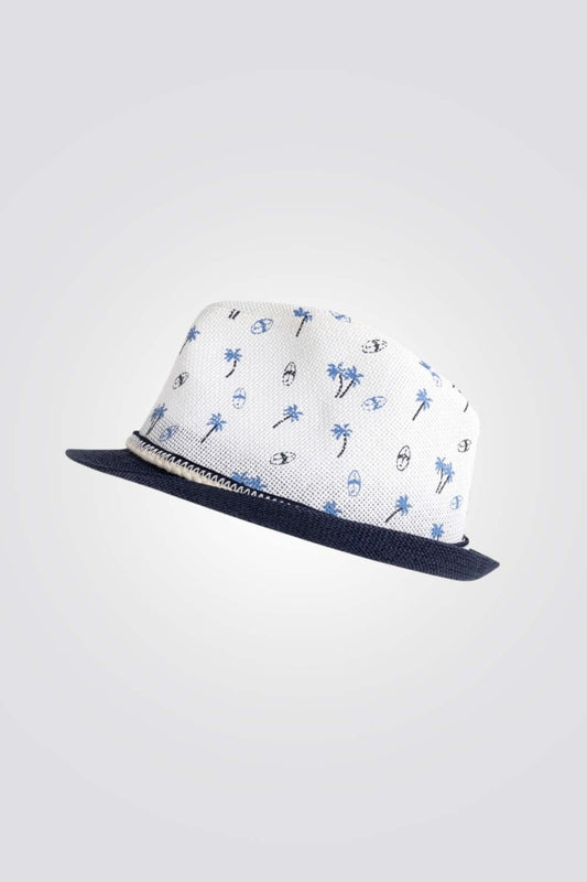 OBAIBI - כובע שמש לתינוקות בצבע לבן עם הדפס דקלים - MASHBIR//365