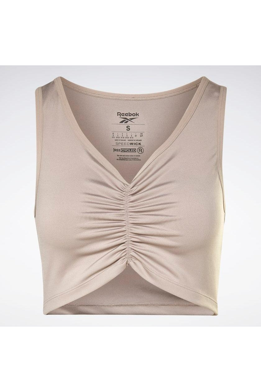 REEBOK - טופ אימון Studio Ruched בצבע חום - MASHBIR//365