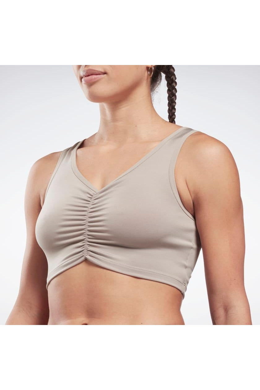 REEBOK - טופ אימון Studio Ruched בצבע חום - MASHBIR//365