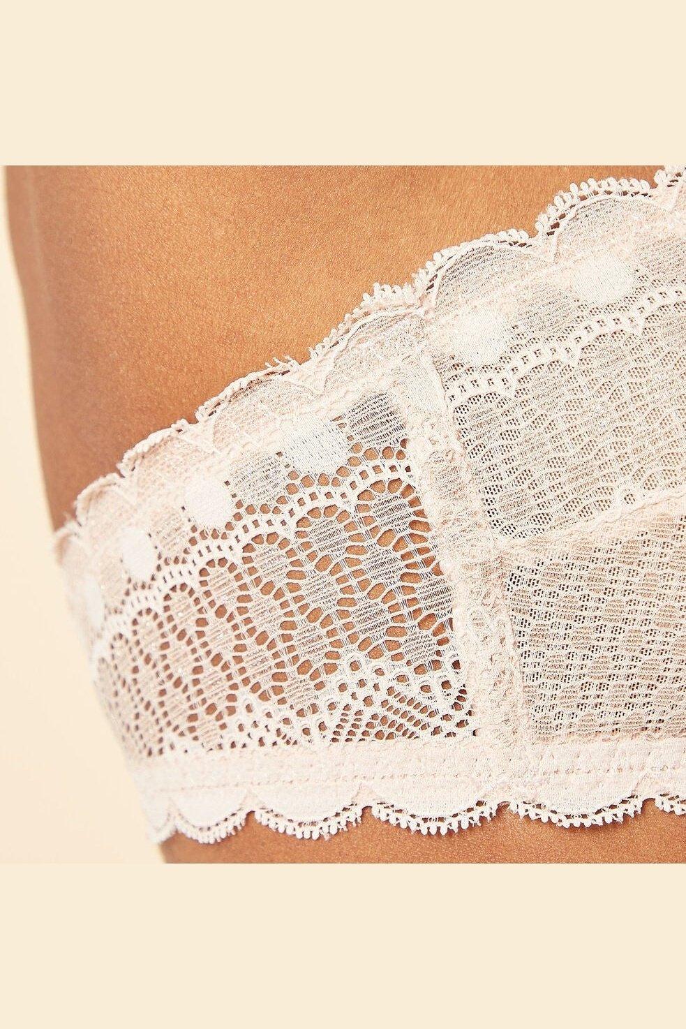 ETAM - טופ סטרפלס תחרה CHERIE CHERIE ורוד פודרה - MASHBIR//365