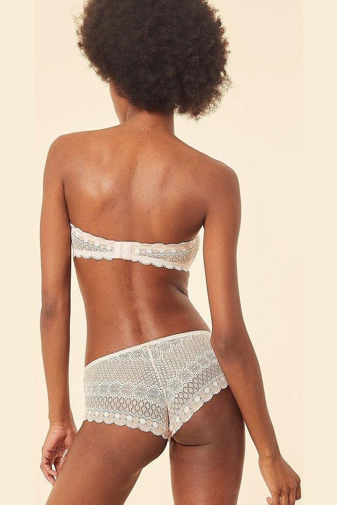 ETAM - טופ סטרפלס תחרה CHERIE CHERIE ורוד פודרה - MASHBIR//365