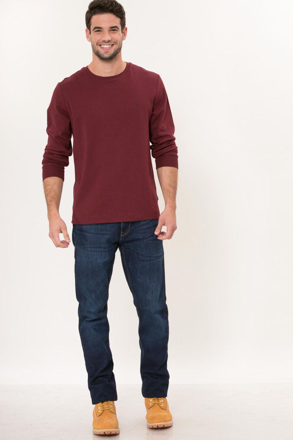 NAUTICA - חולצה ארוכה בצבע בורדו - MASHBIR//365