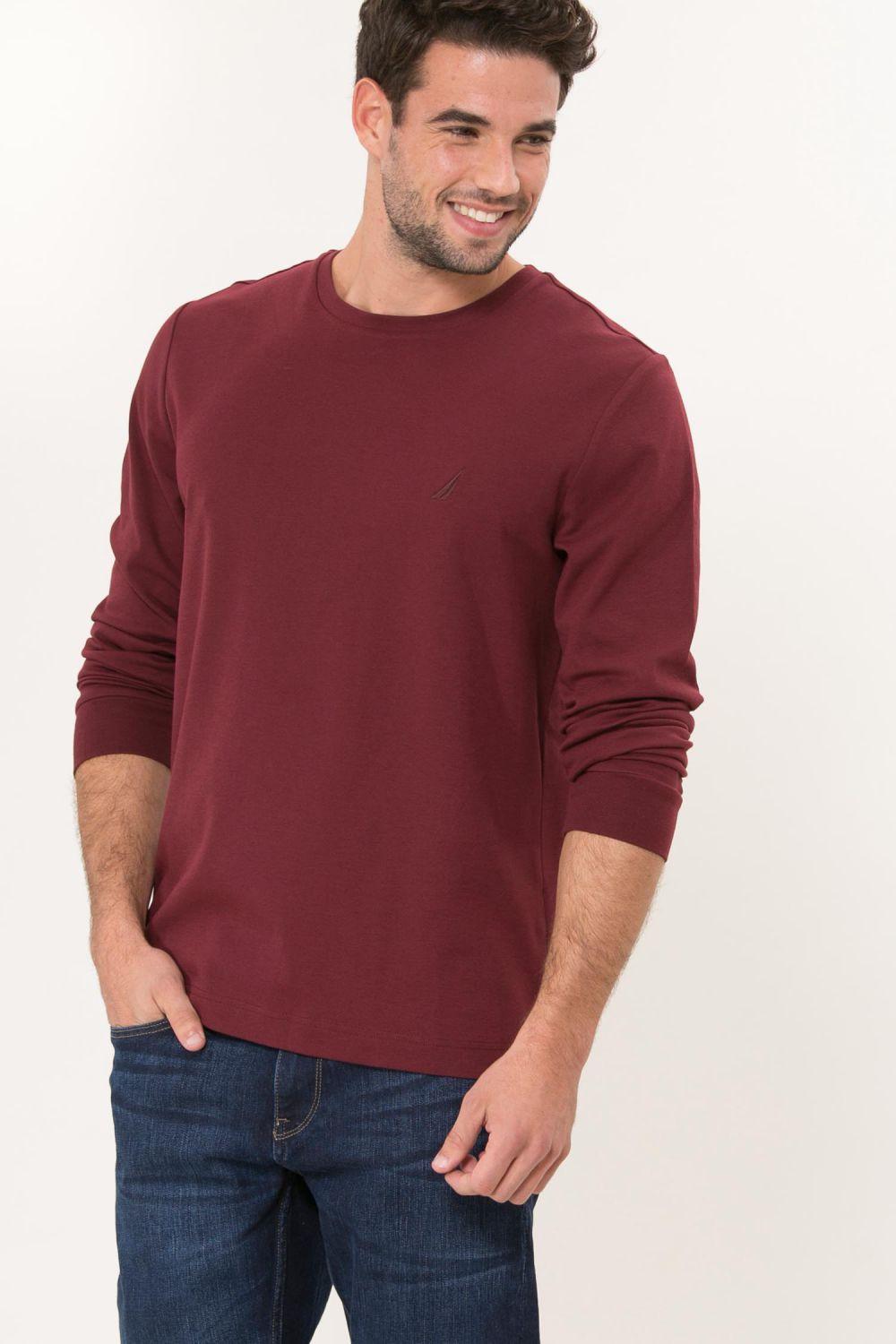 NAUTICA - חולצה ארוכה בצבע בורדו - MASHBIR//365