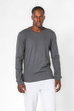 DELTA - חולצה ארוכה דקה מבד וופל בצבע אפור - MASHBIR//365