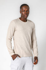 DELTA - חולצה ארוכה דקה מבד וופל בצבע בז' - MASHBIR//365