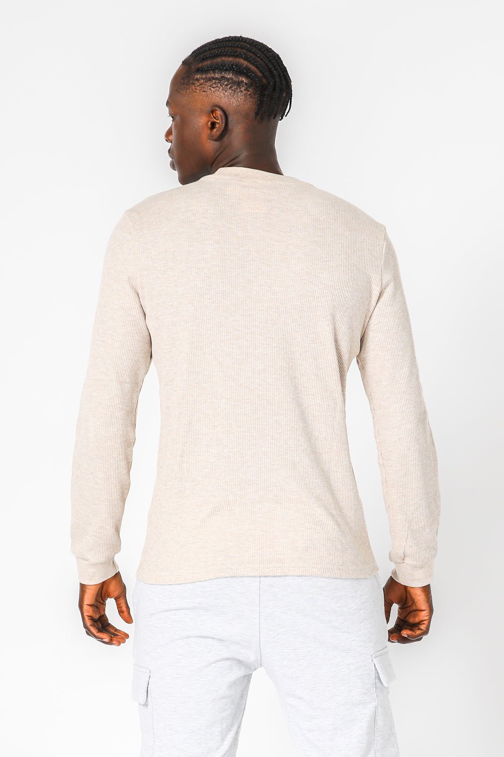 DELTA - חולצה ארוכה דקה מבד וופל בצבע בז' - MASHBIR//365