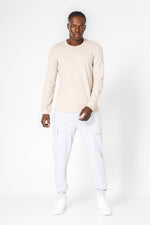 DELTA - חולצה ארוכה דקה מבד וופל בצבע בז' - MASHBIR//365