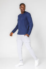 DELTA - חולצה ארוכה דקה מבד וופל בצבע NAVY - MASHBIR//365