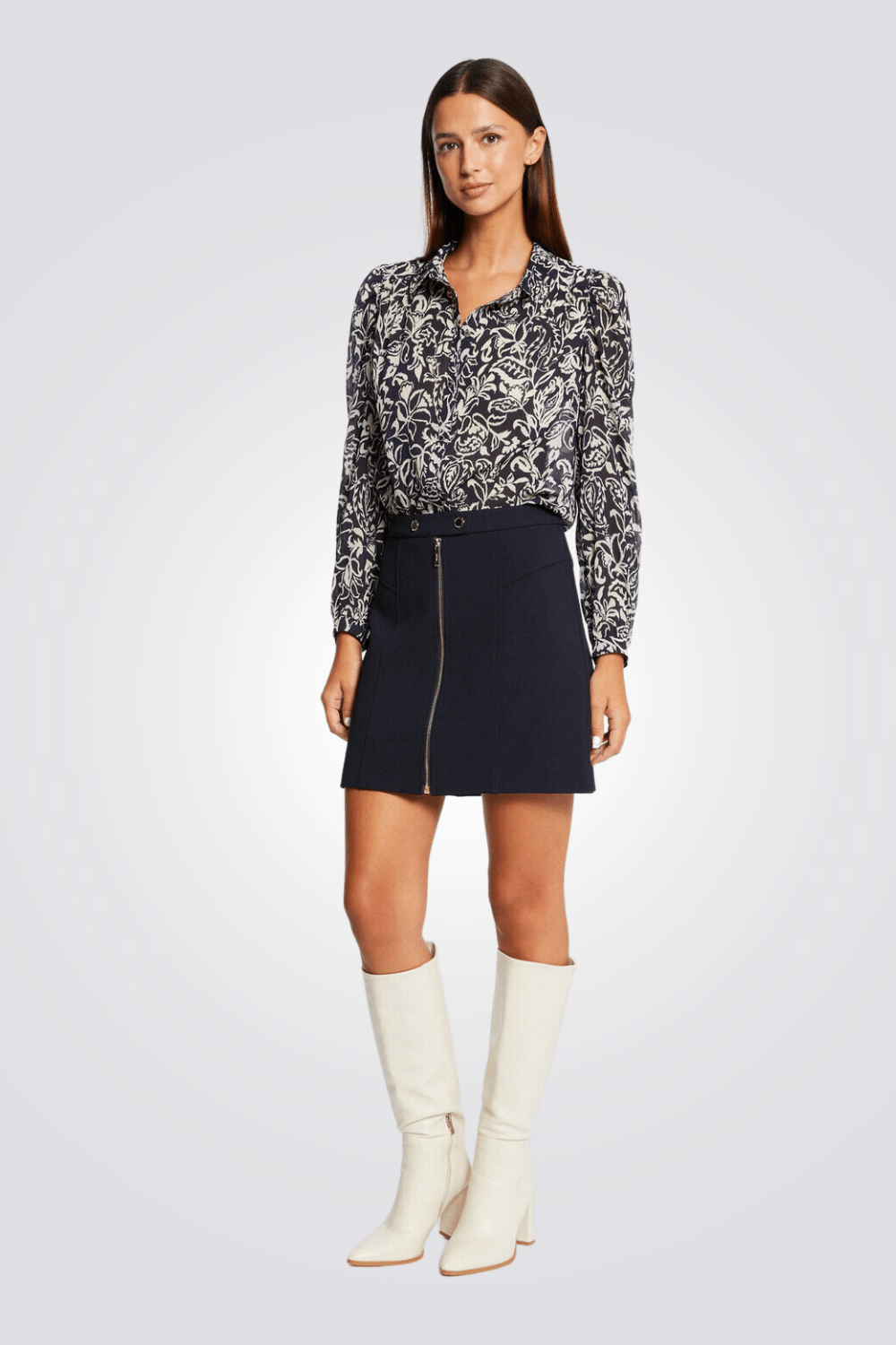 MORGAN - חולצה ארוכה הדפס שחור לבן - MASHBIR//365