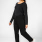 DELTA - חולצה ארוכה לנשים צווארון עגול רחב בצבע שחור - MASHBIR//365 - 2