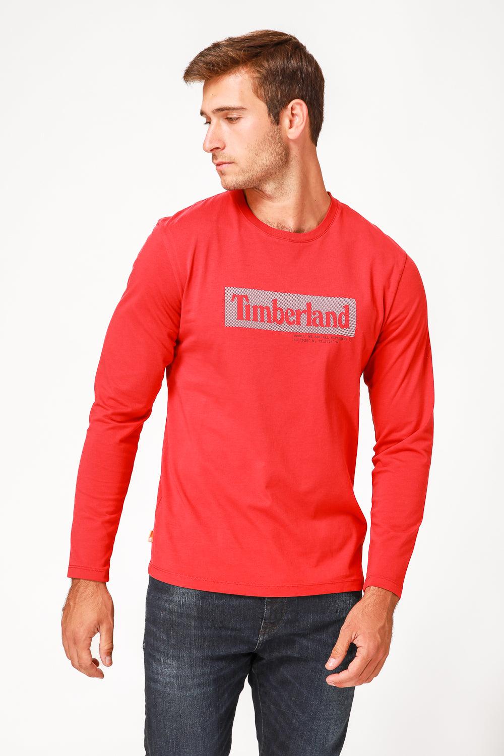 TIMBERLAND - חולצה ארוכה עם לוגו בצבע אדום - MASHBIR//365