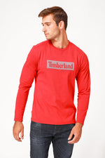 TIMBERLAND - חולצה ארוכה עם לוגו בצבע אדום - MASHBIR//365