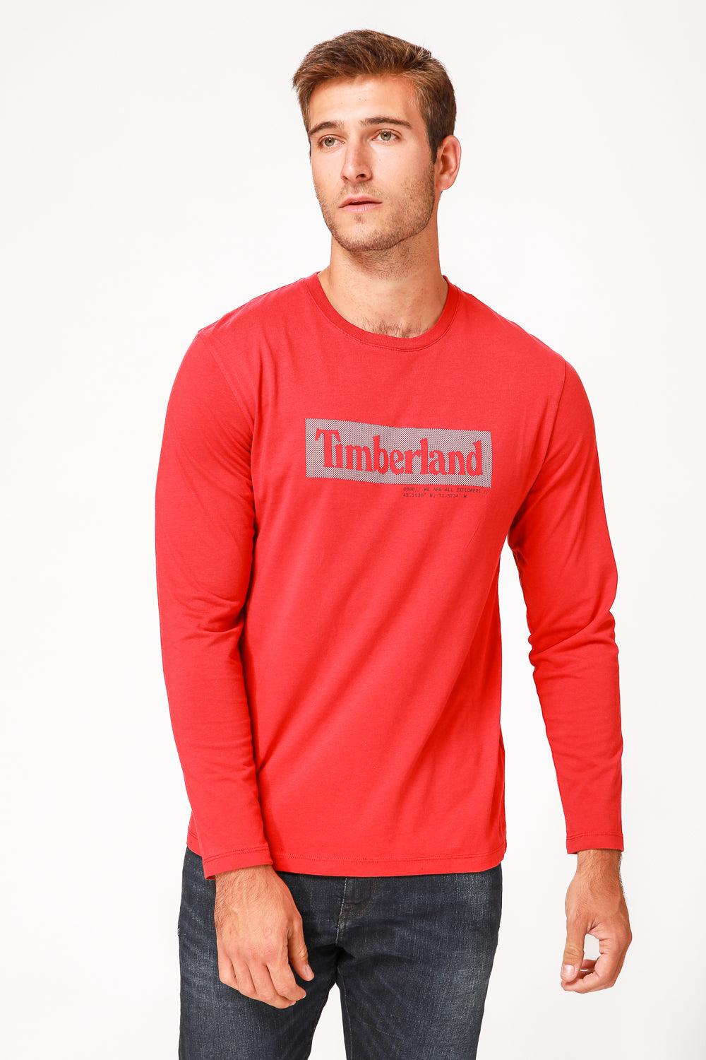 TIMBERLAND - חולצה ארוכה עם לוגו בצבע אדום - MASHBIR//365