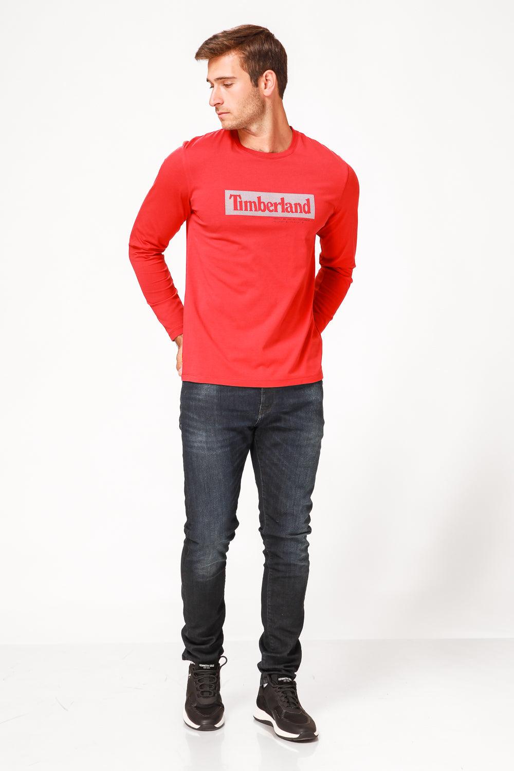 TIMBERLAND - חולצה ארוכה עם לוגו בצבע אדום - MASHBIR//365