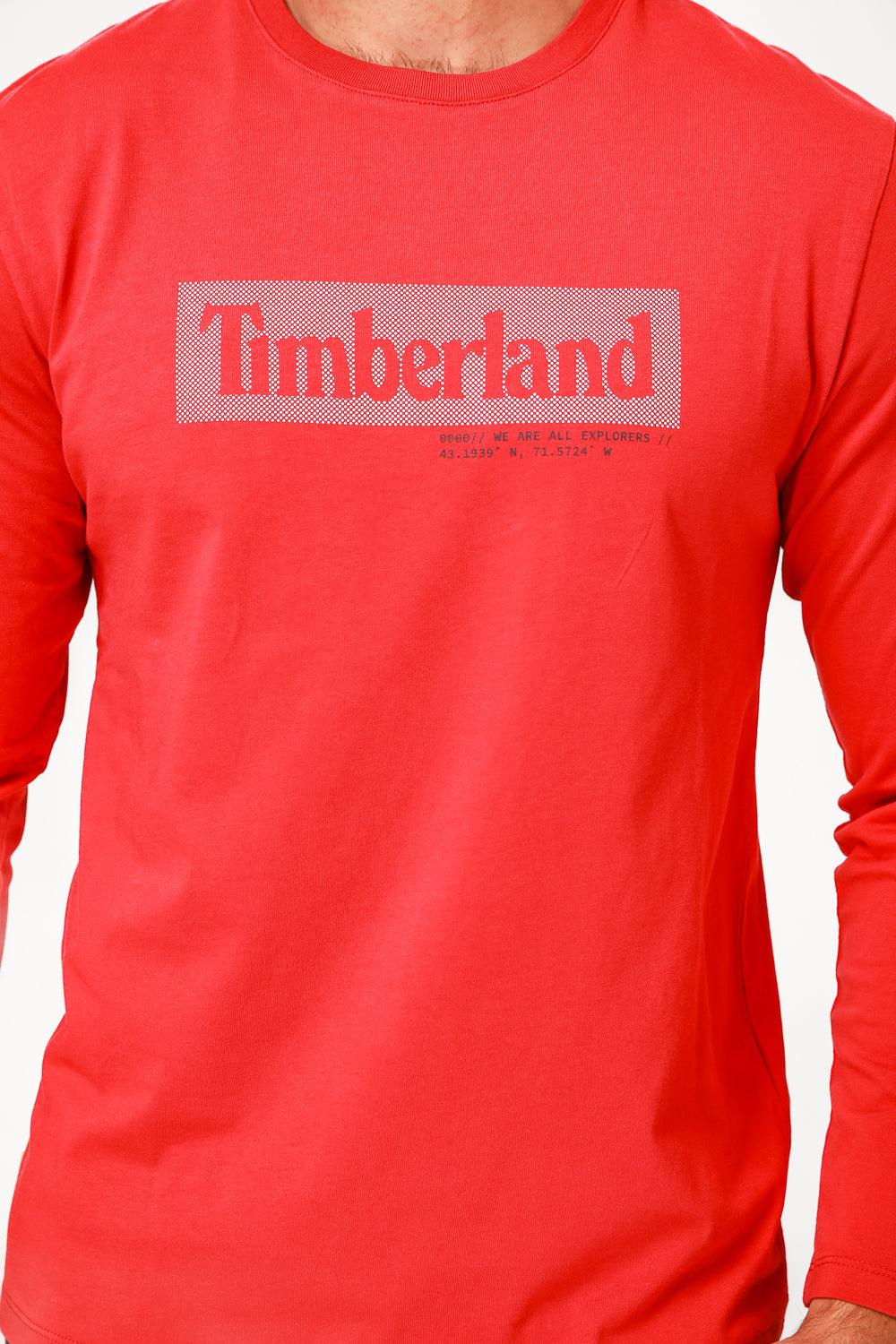 TIMBERLAND - חולצה ארוכה עם לוגו בצבע אדום - MASHBIR//365