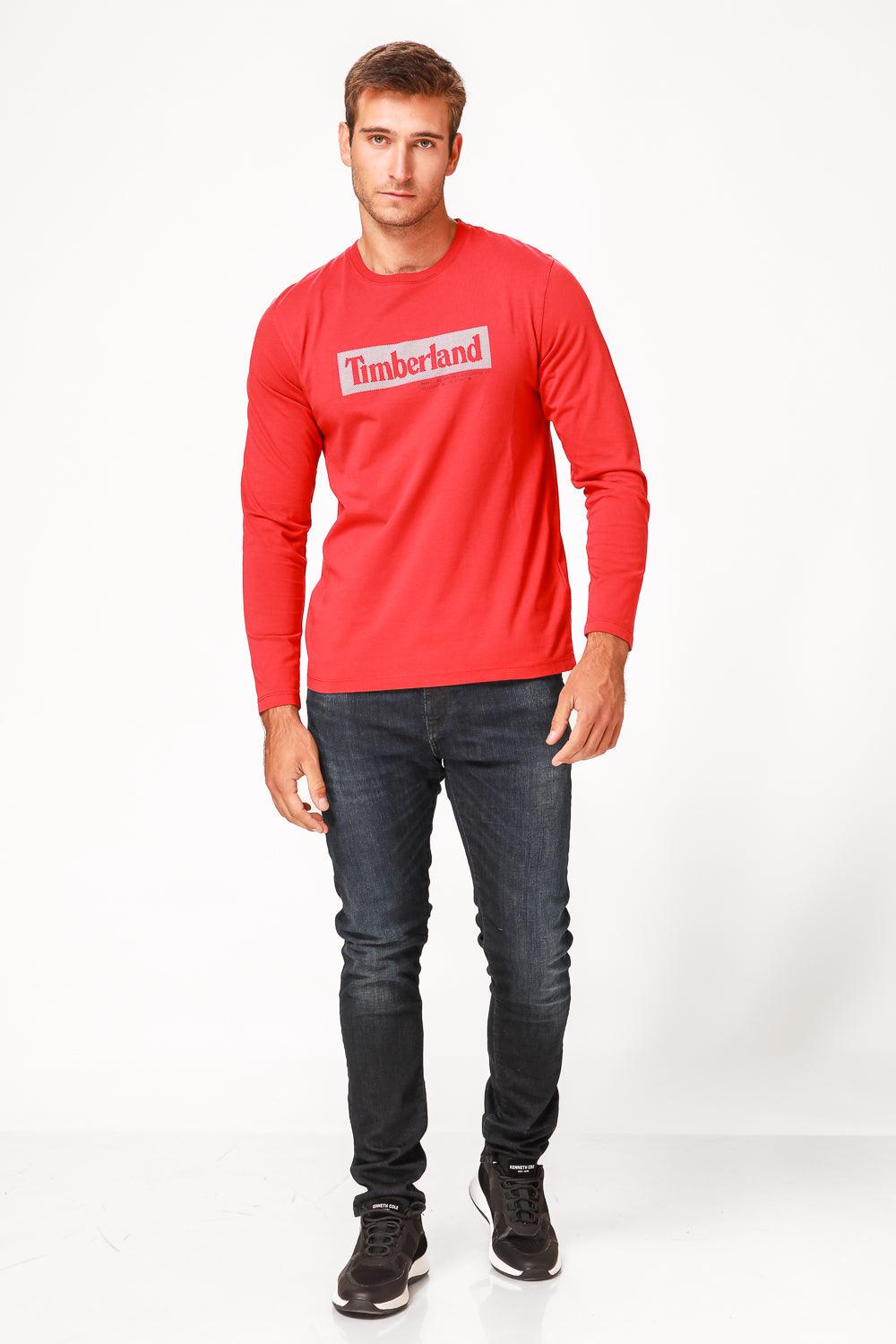 TIMBERLAND - חולצה ארוכה עם לוגו בצבע אדום - MASHBIR//365