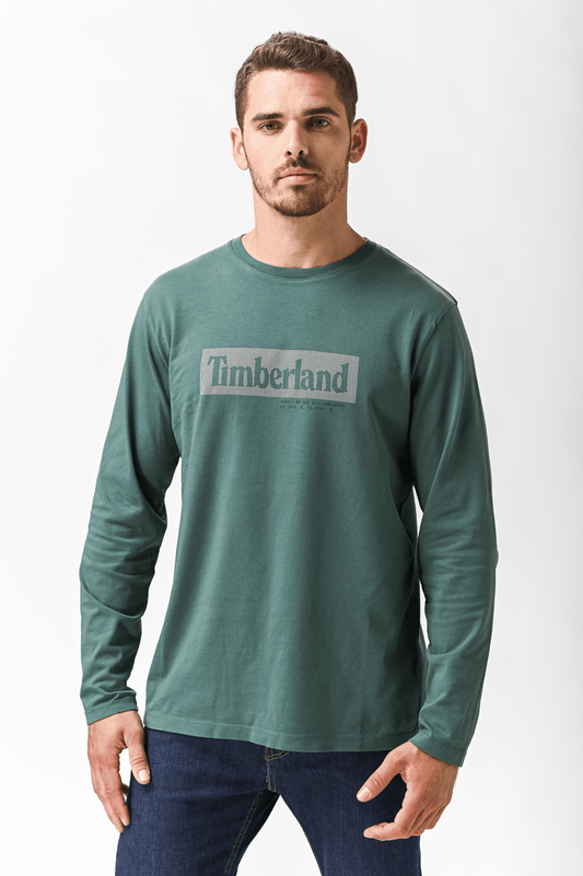 TIMBERLAND - חולצה ארוכה עם לוגו בצבע ירוק - MASHBIR//365