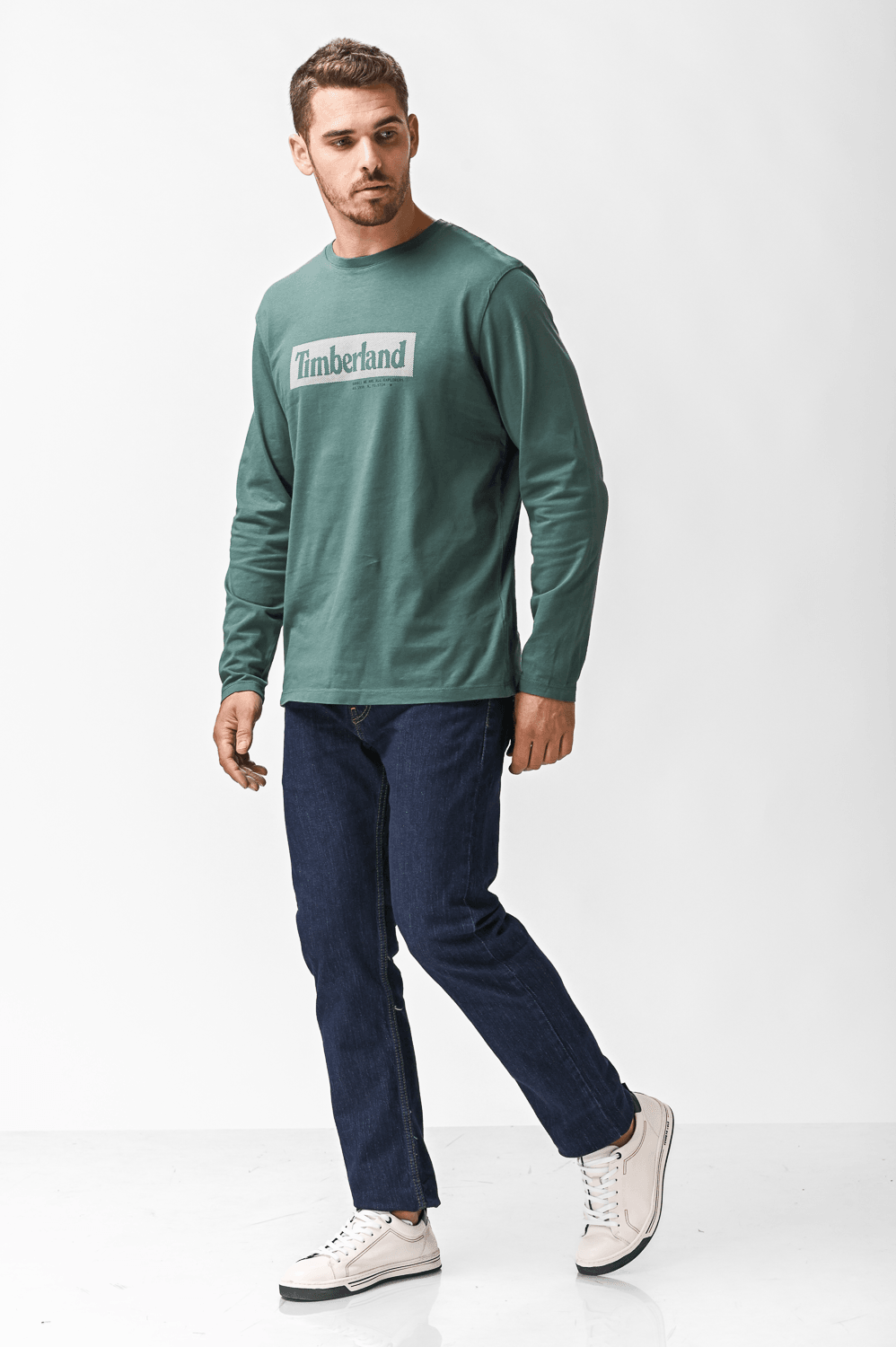 TIMBERLAND - חולצה ארוכה עם לוגו בצבע ירוק - MASHBIR//365