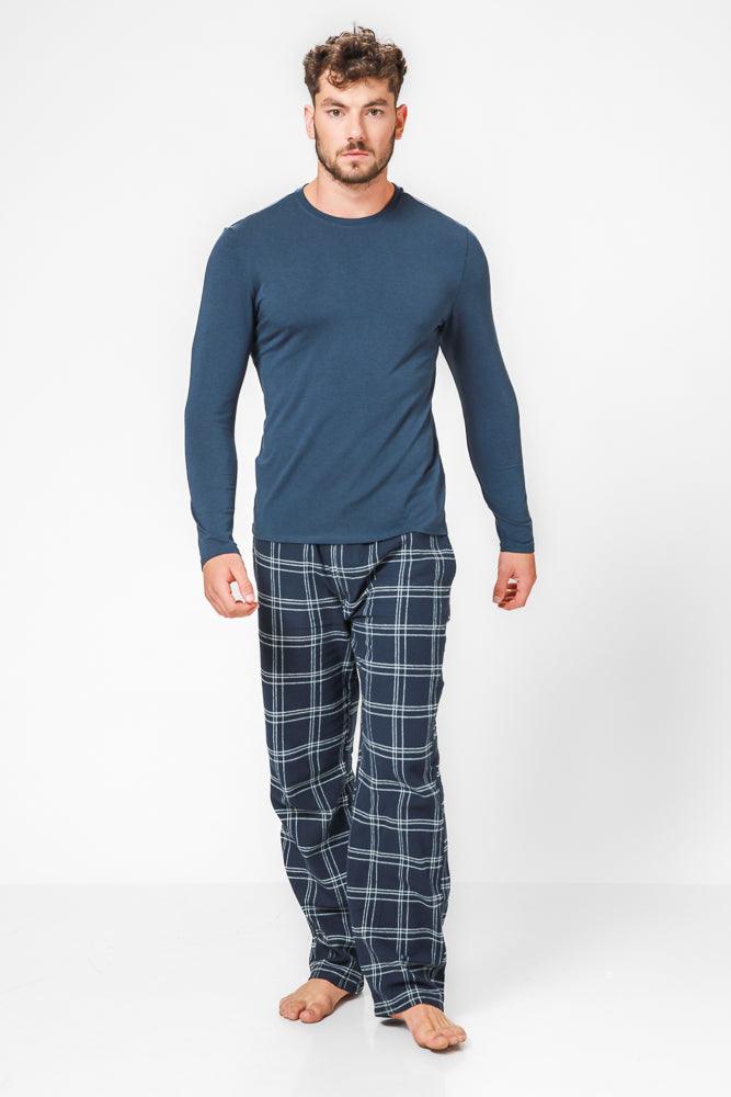 DELTA - חולצה ארוכה צווארון עגול SLIM בצבע נייבי - MASHBIR//365