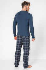 DELTA - חולצה ארוכה צווארון עגול SLIM בצבע נייבי - MASHBIR//365