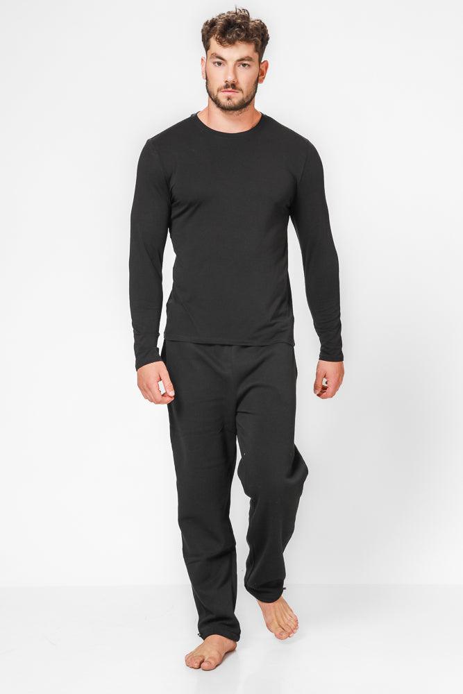 DELTA - חולצה ארוכה צווארון עגול SLIM בצבע שחור - MASHBIR//365