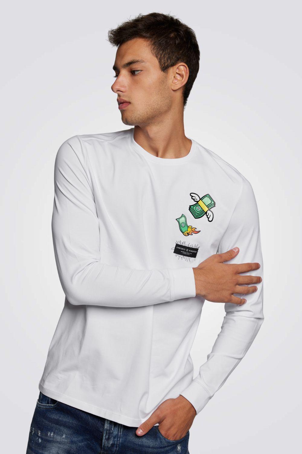 EMPORIO VALENTINI - חולצה בצבע לבן עם הדפס דולרים - MASHBIR//365