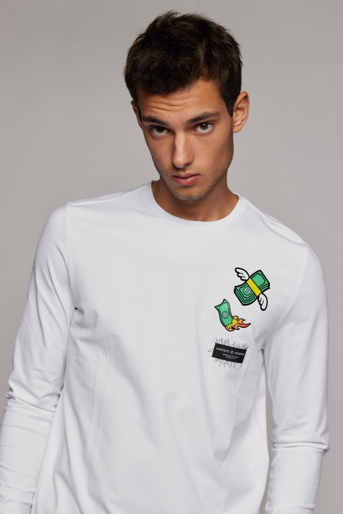 EMPORIO VALENTINI - חולצה בצבע לבן עם הדפס דולרים - MASHBIR//365