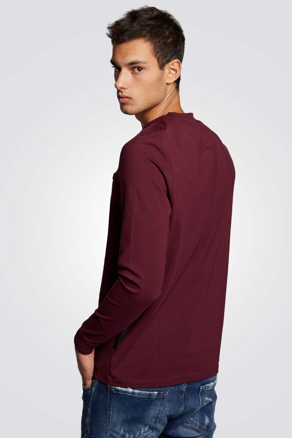 EMPORIO VALENTINI - חולצה בורדו עם לוגו מוטבע בצבע כסף - MASHBIR//365