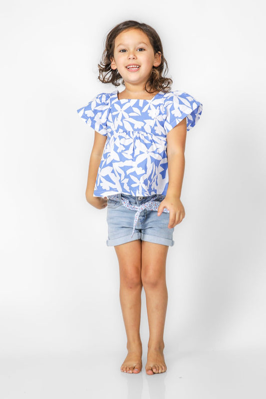OKAIDI - חולצה פרחונית בצבע כחול לילדות - MASHBIR//365