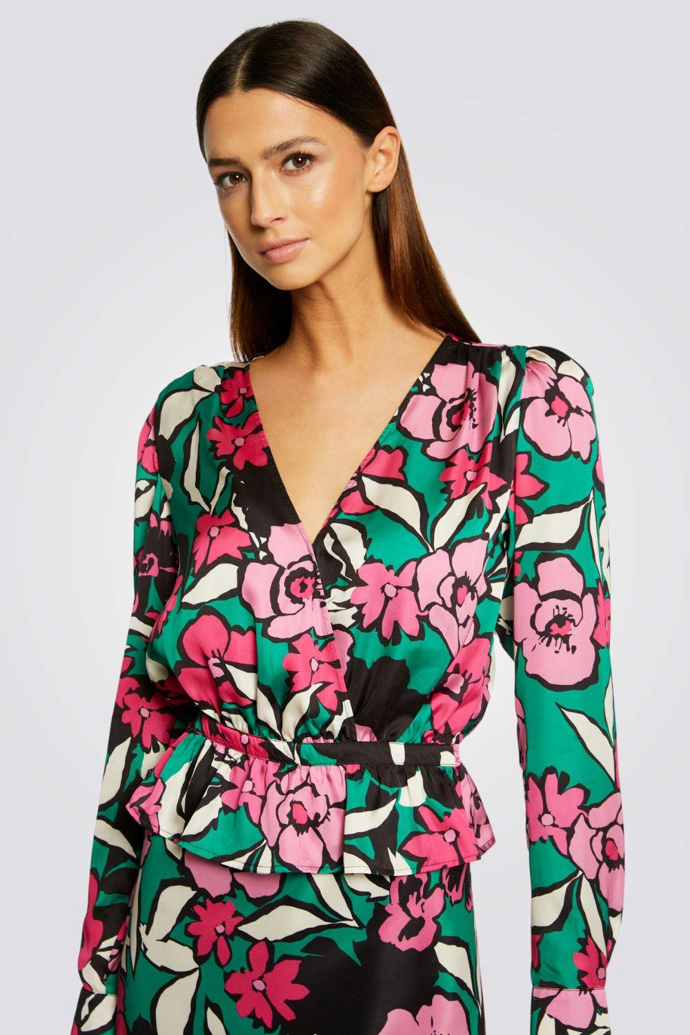 MORGAN - חולצה פרחונית לנשים בצבע טורקיז - MASHBIR//365