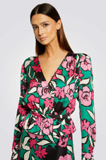 MORGAN - חולצה פרחונית לנשים בצבע טורקיז - MASHBIR//365