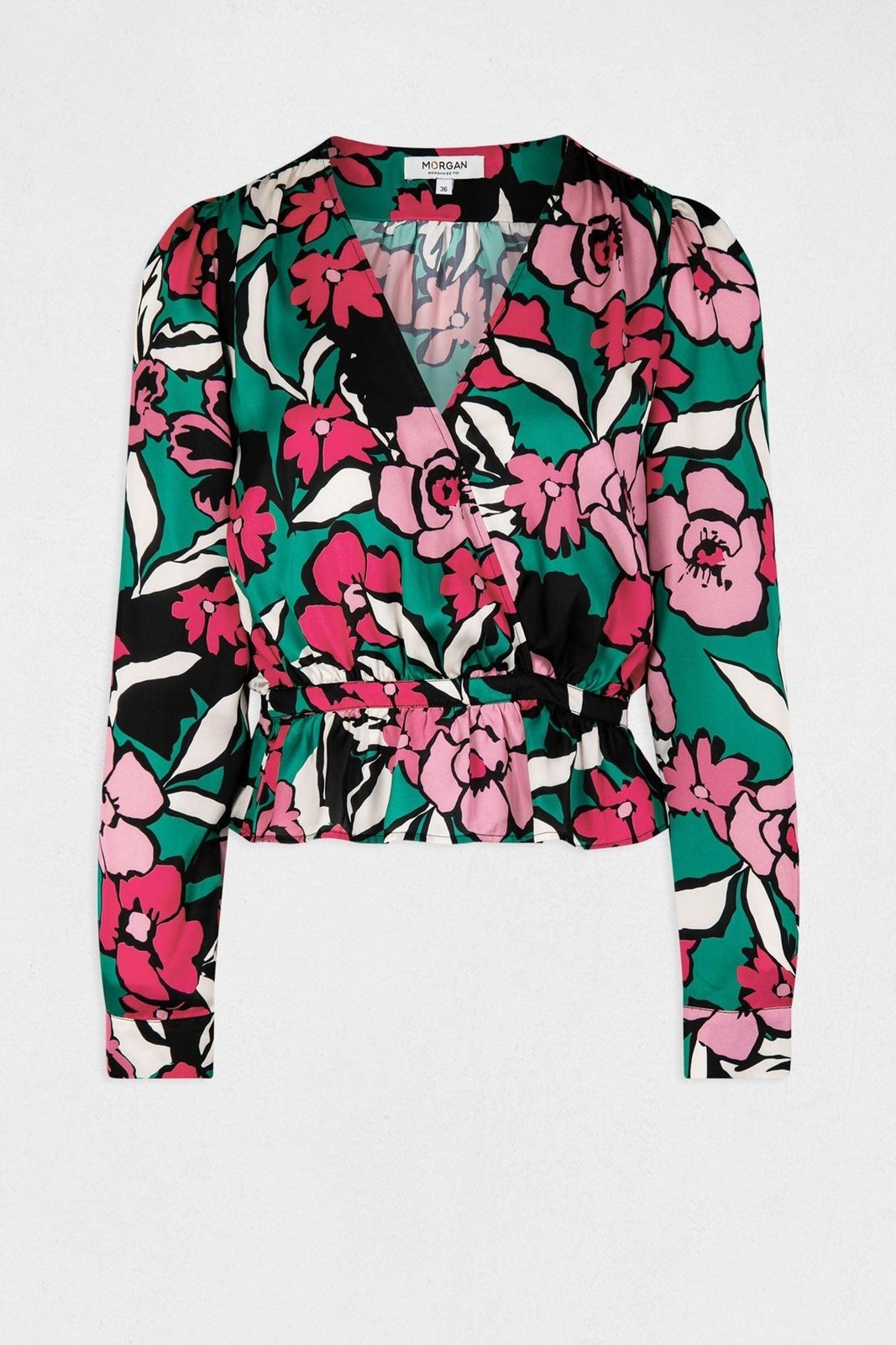 MORGAN - חולצה פרחונית לנשים בצבע טורקיז - MASHBIR//365