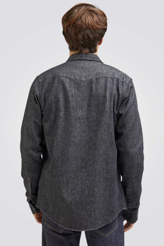 LEE - חולצה ג'ינס מכופתרת לגברים REGULAR WESTERN בצבע שחור פחם - MASHBIR//365