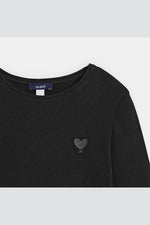 OKAIDI - חולצה הדפס לב בצבע שחור לילדות - MASHBIR//365