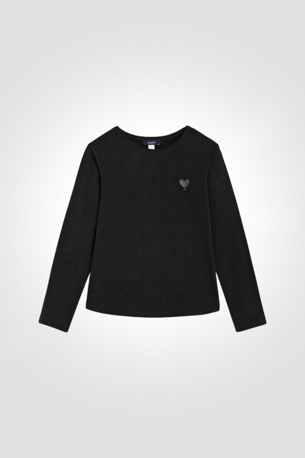 OKAIDI - חולצה הדפס לב בצבע שחור לילדות - MASHBIR//365