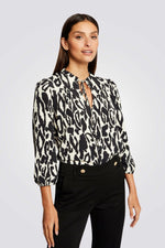 MORGAN - חולצה עם הדפס מנומר שחור לבן 3/4 - MASHBIR//365