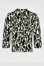 MORGAN - חולצה עם הדפס מנומר שחור לבן 3/4 - MASHBIR//365