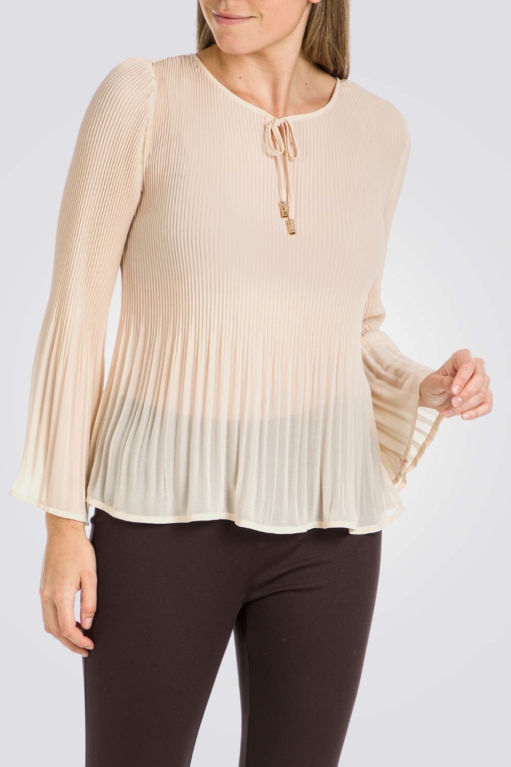 PUNT ROMA - חולצה מבד אריג בצבע בז' - MASHBIR//365