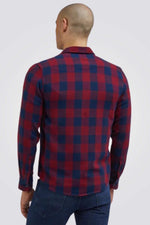 LEE - חולצה משבצות מכופתרת לגברים CLEAN WESTERN בצבע בורדו וכחול - MASHBIR//365