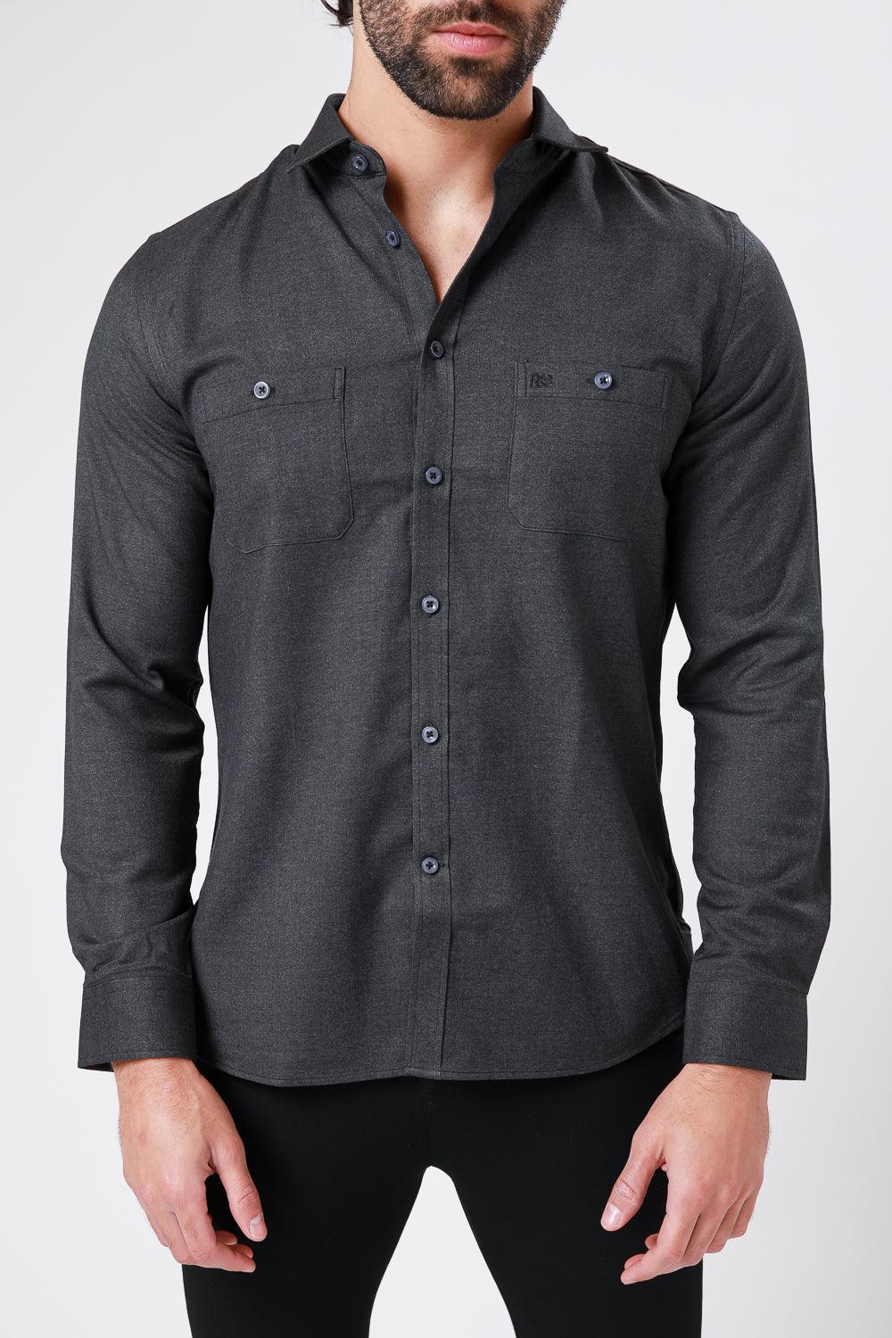 KENNETH COLE - חולצה מכופתרת צבע פחם - MASHBIR//365