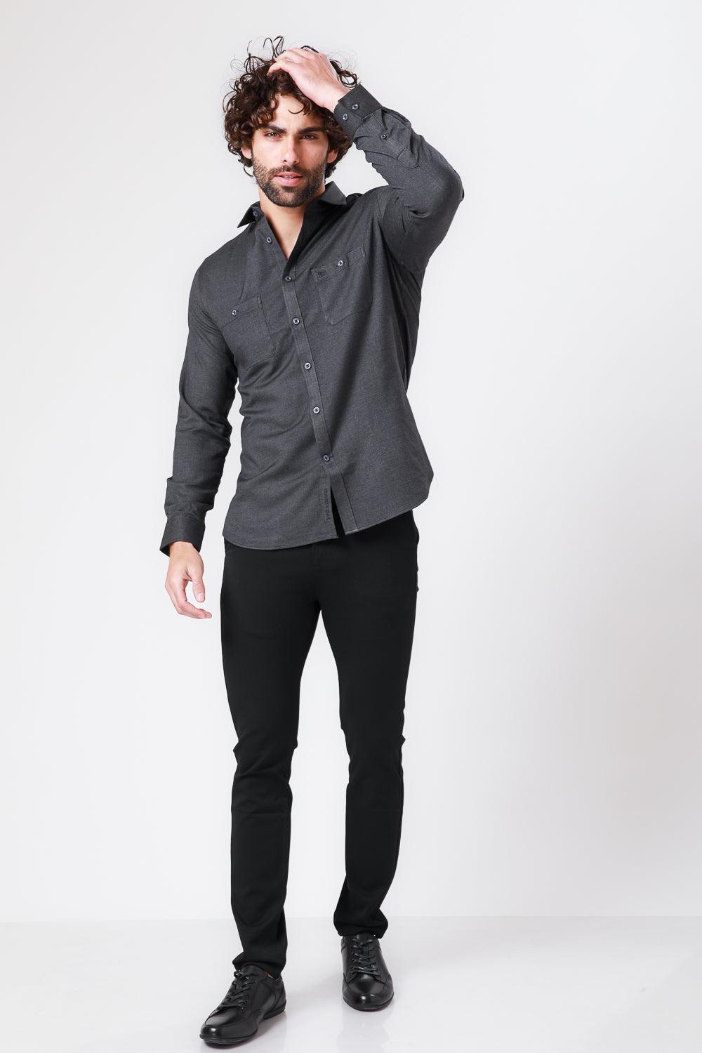 KENNETH COLE - חולצה מכופתרת צבע פחם - MASHBIR//365