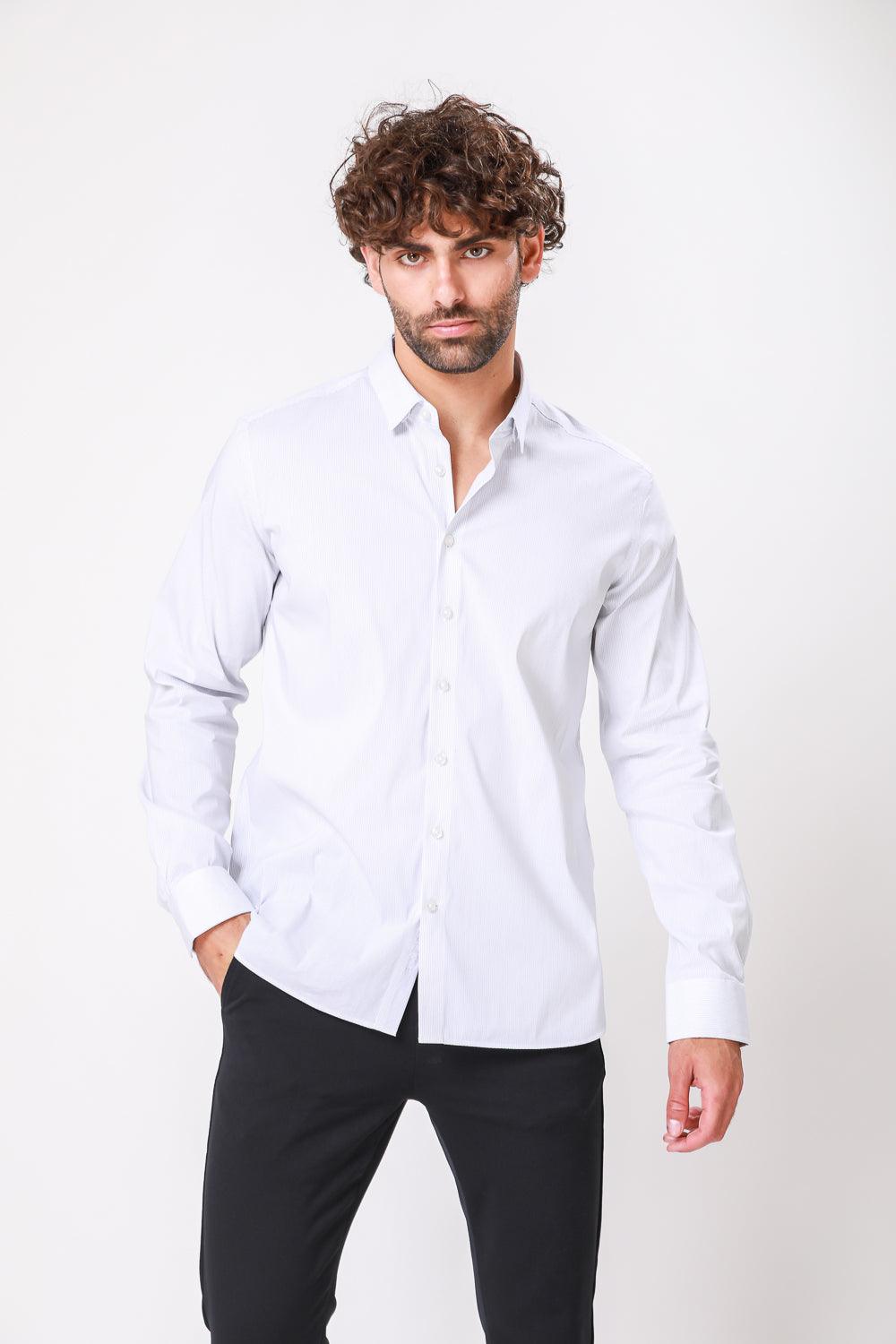 KENNETH COLE - חולצה מכופתרת צבע לבן עם נקודות - MASHBIR//365