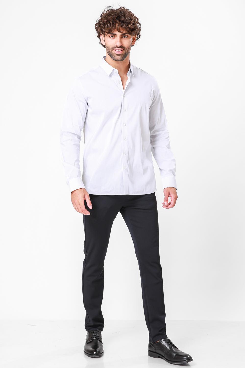 KENNETH COLE - חולצה מכופתרת צבע לבן עם נקודות - MASHBIR//365