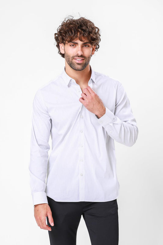 KENNETH COLE - חולצה מכופתרת צבע לבן עם נקודות - MASHBIR//365