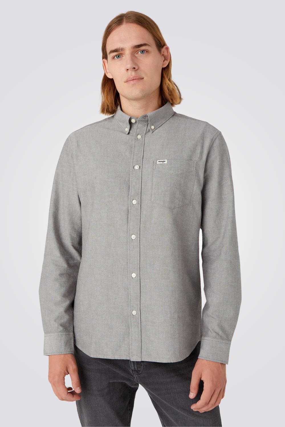 WRANGLER - חולצה מכופתרת בצבע אפור - MASHBIR//365