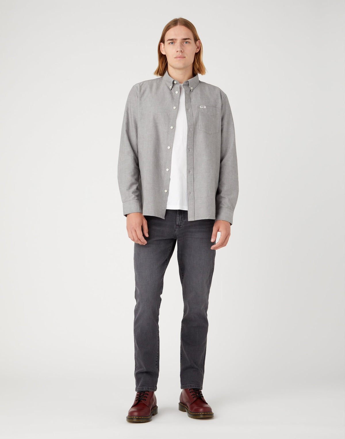 WRANGLER - חולצה מכופתרת בצבע אפור - MASHBIR//365