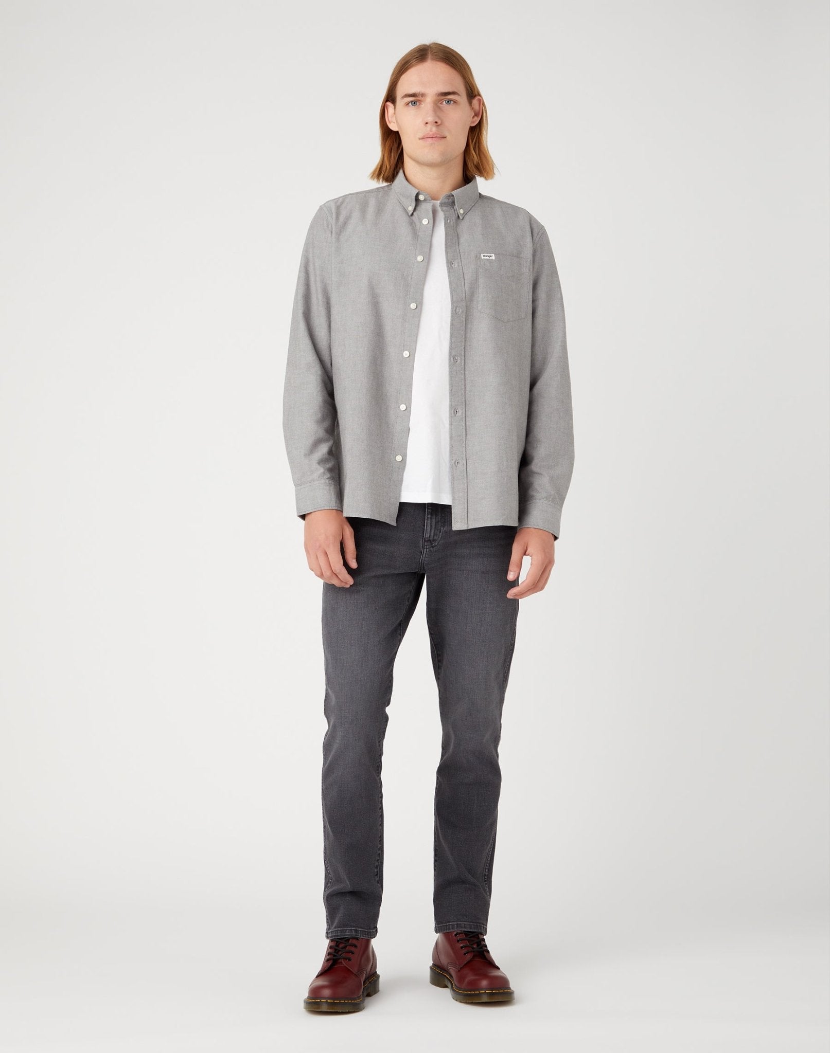 WRANGLER - חולצה מכופתרת בצבע אפור - MASHBIR//365