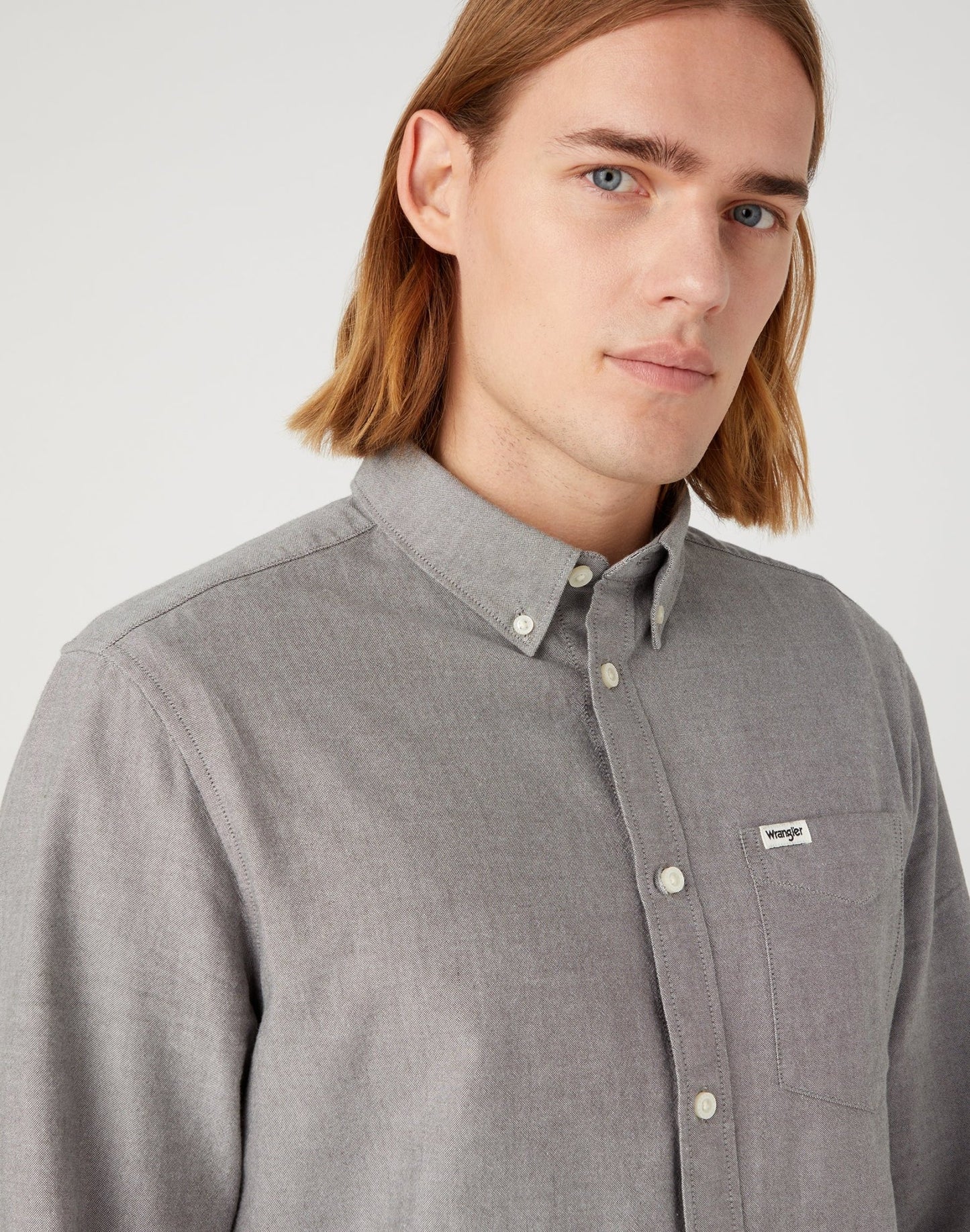 WRANGLER - חולצה מכופתרת בצבע אפור - MASHBIR//365