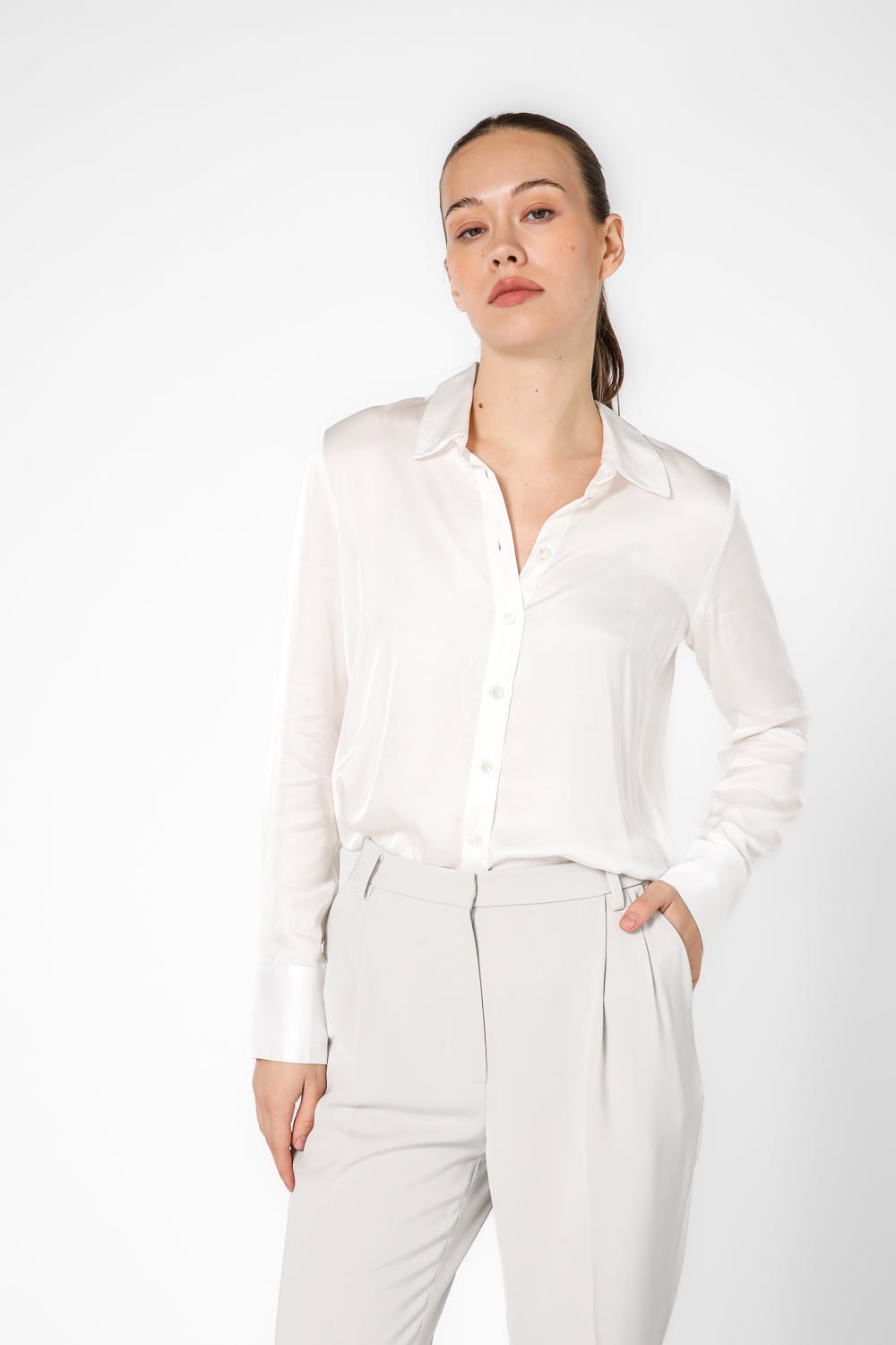 KENNETH COLE - חולצה מכופתרת בצבע לבן - MASHBIR//365